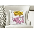 thumbnail image 4 of Ambesonne Funny Throw Pillow Cover 2 Pack, Save Time Shower Quick Piggy, 24", Pink and Yellow, 4 of 6