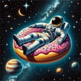 thumbnail image 5 of Ambesonne Funny Astronaut Duvet Cover Set, Spaceman on Donut, Calking, Petrol Blue Pink Orange, 5 of 5