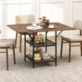 thumbnail image 4 of Costway Dining Table for 4-6People,47”Rectangular Kitchen Table with 2-tier Storage Shelves Rustic Brown + Black, 4 of 10