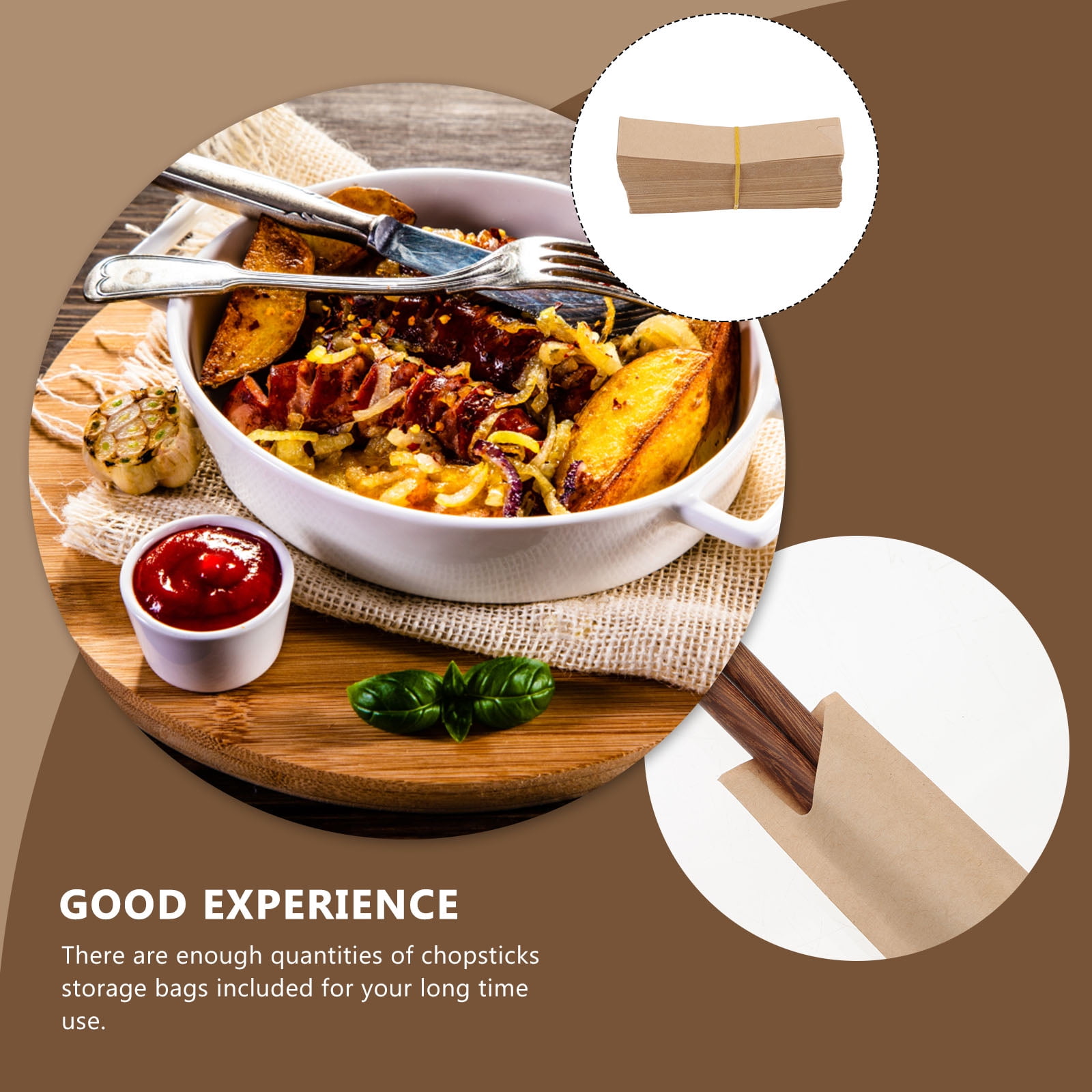 200pcs Kraft Paper Cutlery Holders - Disposable Silverware Bags For Weddings, Parties, Events, 22.5x7.5cm