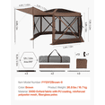 thumbnail image 6 of Gazebo Screen Tent 12x12 ft, 6-Sided Camping Canopy, Removable Top, Quick-Set, Bite-Proof Sun Shelter for 8-10 Person, Backyard Patio, Brown, 6 of 7
