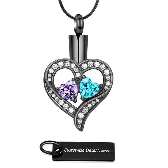 Heart with Heart Pendent for Ashes and Chain Cremation Jewelry for Ashes Perfume Memory Necklace for Men Women