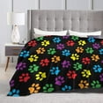 thumbnail image 3 of Dog Paw Colorful Print Blanket, Soft Blankets Flannel Bed Throw Cozy Lightweight Plush Gifts for Kids Boys Girls Women Men Sofa Couch Bedroom Living Rooms Warm All Season, Home Decor, 80"x60", 3 of 6