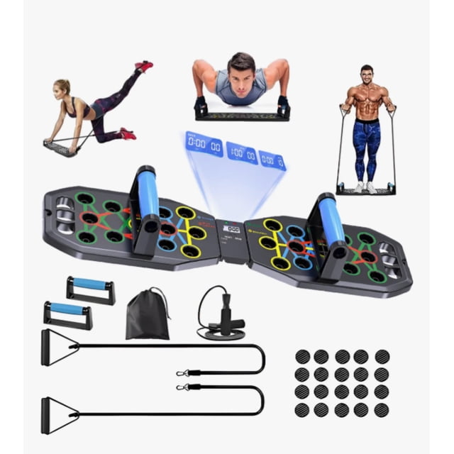 Kit Soportes Lagartijas Tabla Push Up Board Barras Fitness Modelo Negro