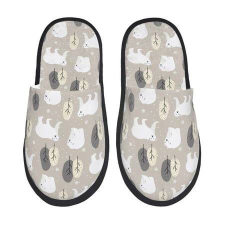 

Fuzoiu winter Snowflake beer Print Unisex Furry Slippers Plush Indoor Shoes Trendy House Slippers Anti-Skid EVA Sole House Shoes for Home Office and Travel -Large