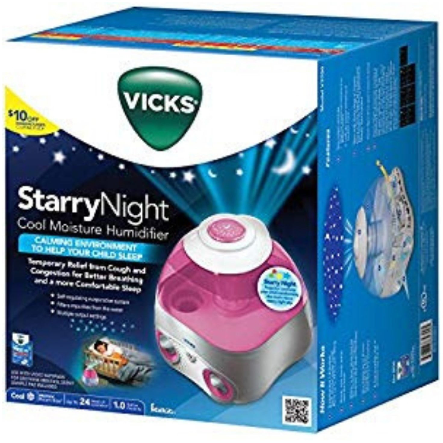 Vicks Starry Night Cool Moisture Humidifier,Pink 1 ea (Pack of 3) -  Walmart.com