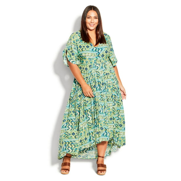 halvt dekorere affældige Avenue Women's Plus Size Val Print Dress - Green Geo - Walmart.com