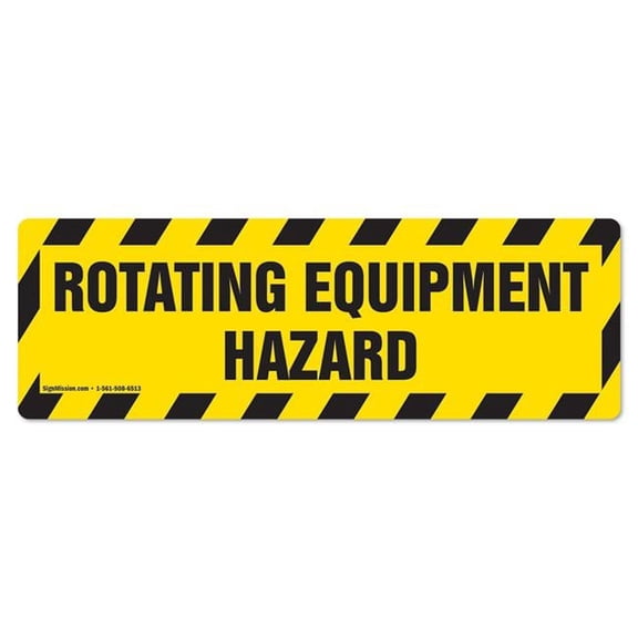 Rotating Equipment Hazard Non-Slip Floor Marker | 6" X 18" Vinyl Decal | Protect Your Business, Work Place & Customers |  Made in The USA