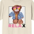 thumbnail image 2 of Teddy Drip Relax Chill Bear with Denim Jacket and Sunglasses Men's Natural Short Sleeve Crew Neck Tee-Medium, 2 of 4