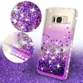 thumbnail image 2 of Compatible for Samsung Galaxy S8 Plus Case, with [Temper Glass Screen Protector] SOGA Diamond Glitter Liquid Quicksand Cover Cute Girl Women Phone Case [Clear/Purple], 2 of 5