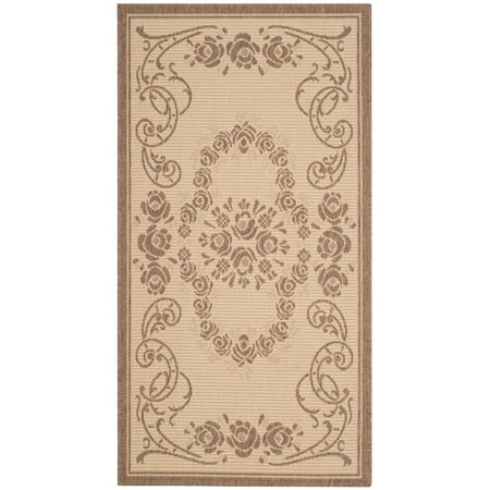 SAFAVIEH Courtyard Elena Traditional Floral Indoor/Outdoor Area Rug, 2'7" x 5', Natural/Brown