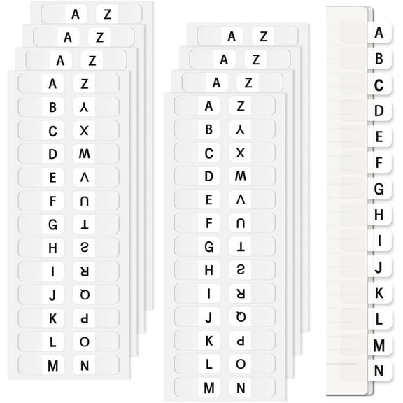 Triani 8 Sheet A-Z Tabs Small Alphabet Index Tabs Self-Adhesive Page Tabs Transparent Alphabetical Tabs Small Book Page Tabs for Binder Notebook Book Folder Office(White)