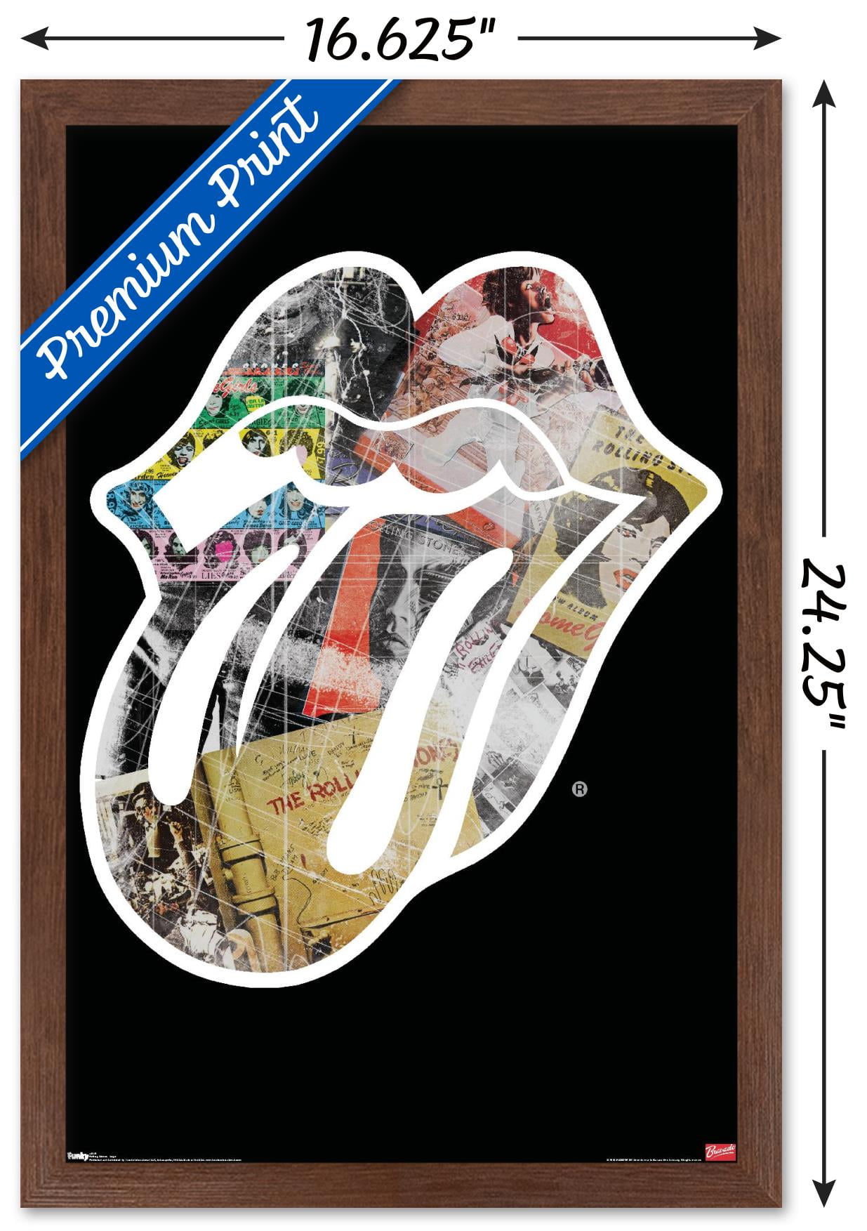 Rolling Stones - Logo Wall Poster, 14.725" x 22.375", Framed