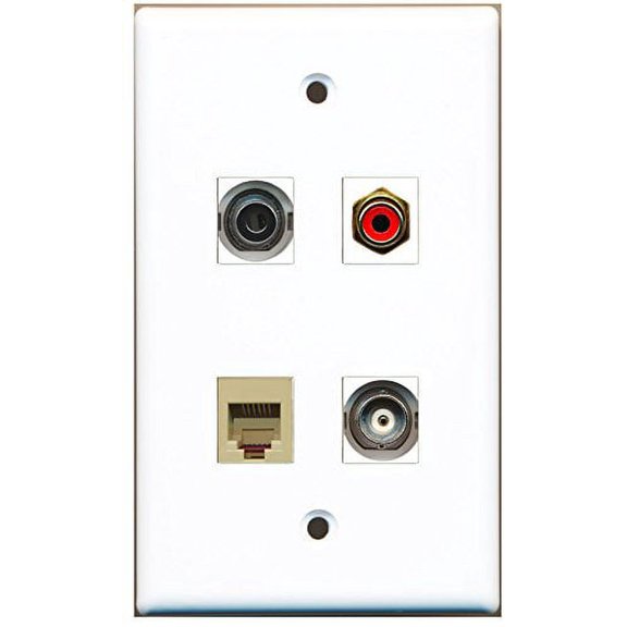 RiteAV - 1 Port RCA Red 1 Port Phone RJ11 RJ12 Beige 1 Port 3.5mm 1 Port BNC Wall Plate