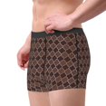 thumbnail image 2 of Balery Brown Gold Grid Calzoncillos bóxer para hombre, ropa interior de algodón suave y transpirable con cinturilla de nailon-Medium, 2 of 5