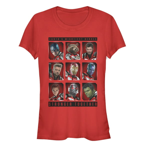 Junior's Marvel Avengers: Endgame Stronger Together Bingo Graphic Tee Red X Large