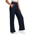thumbnail image 4 of Dolkfu Regular Going Out Pants Blue Minimalist Straight-Leg High-Waist Joggers Pants Solid Elastic Waist Modern Outdoor Pants Navy,S, 4 of 5