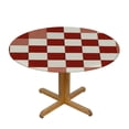 thumbnail image 3 of JEUXUS Red White Grids Tablecloth Round Lattice Checkerboard Classic Plaid Waterproof Wipeable Table Cloth Cover Table Pad Cover for Dining Room Fitted Table 40-44 inch 48x48in, 3 of 7
