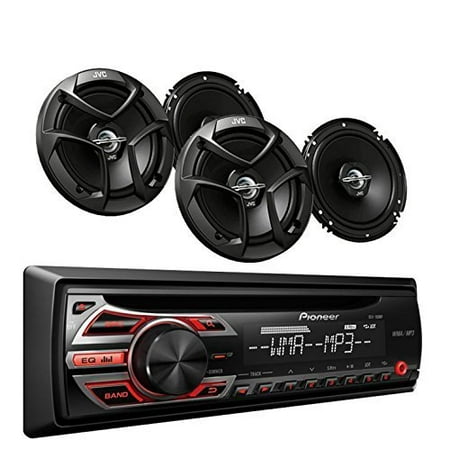 Pioneer DEH-150MP Car Audio CD MP3 Stereo Radio Player, Front Aux Input with JVC 6.5 Inch 2-WAY Car Audio Speaker (Best Pioneer Car Audio System)