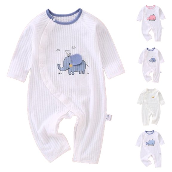 QSXADF Newborn Bodysuits Infant Girls Rompers Solid Long Lightweight Round Neck Summer Kids Outfits