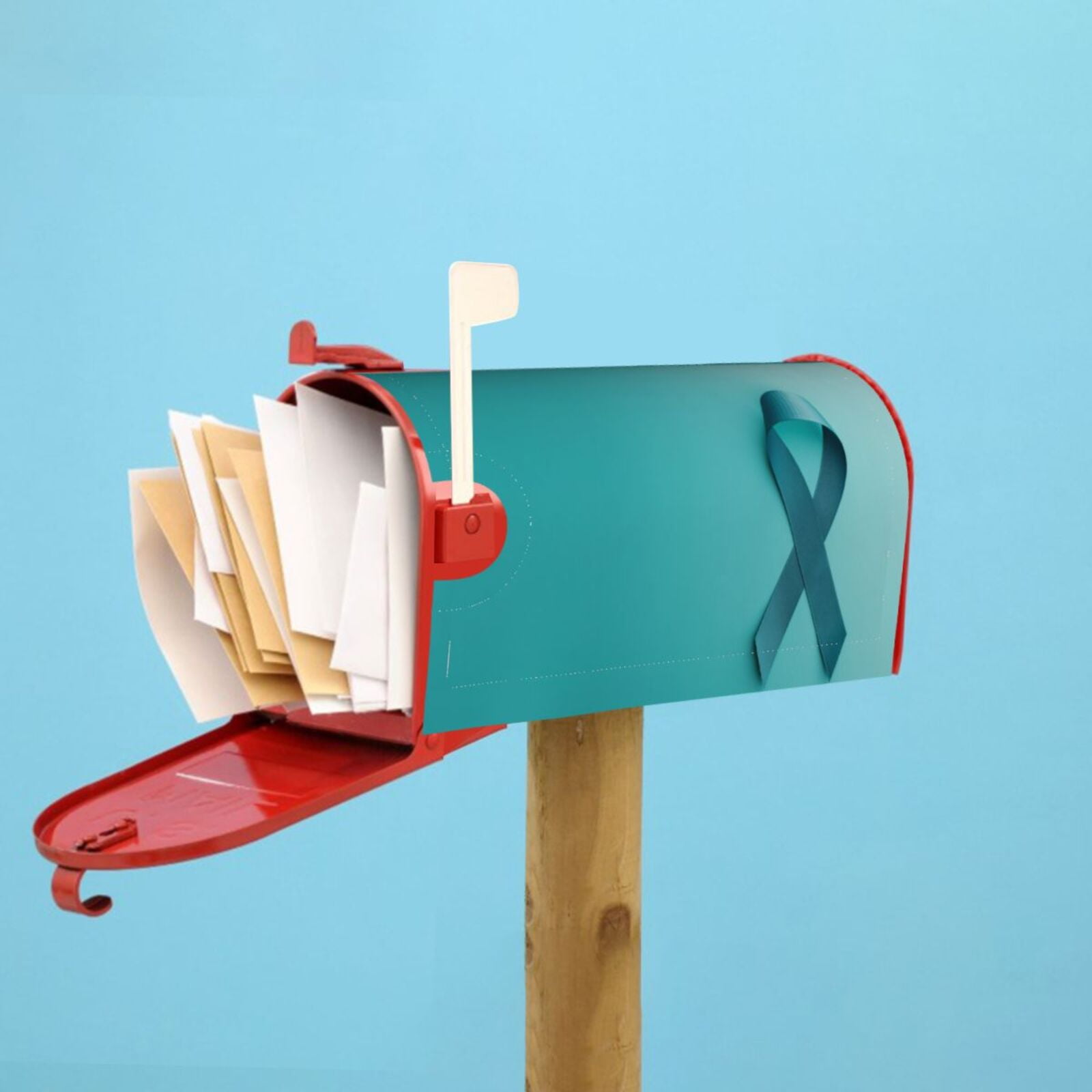 Rateoe a Teal Ribbonin Printed Mailbox Covers - Easy to Install Fall, Winter, Spring, Summer Mailbox Cover - Weather and UV-Resistant Mailbox Decor - Mailbox Magnetic Covers-25.5x21 in