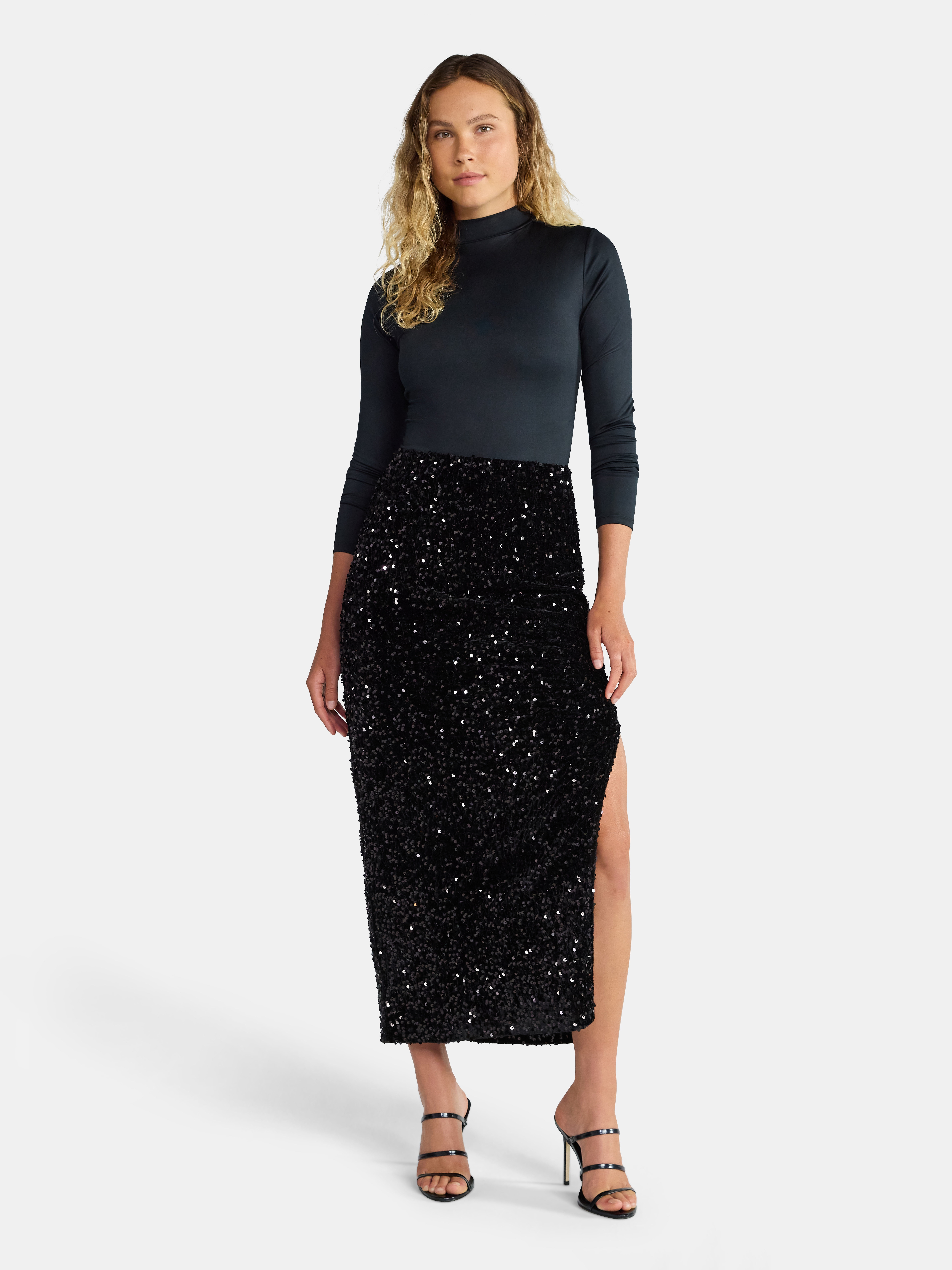 Madden NYC Women's Sequin Velour Maxi Skirt, Sizes XXS-XXL
