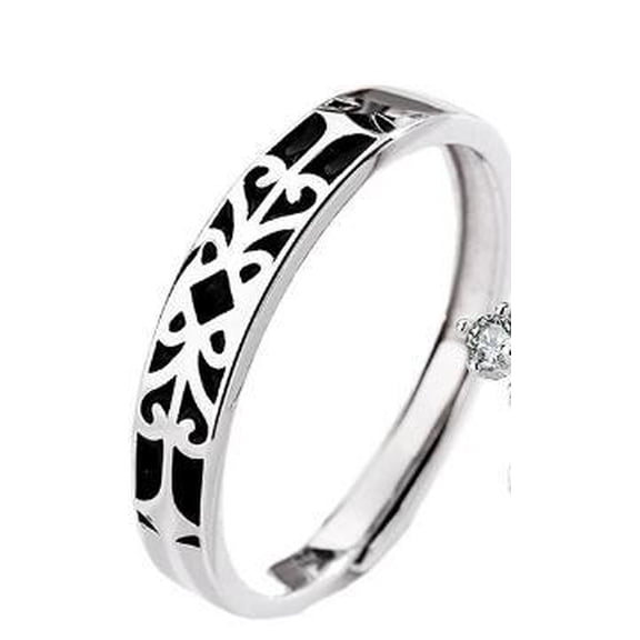 925 Sterling Silver Princess & Knight Couple Rings, Adjustable Crown Design, Ins Style, Electroplated, 2g for Men, 1.6g for Women