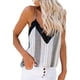 thumbnail image 1 of Camisola holgada con cuello en V y tirantes de encaje de crochet para mujer, lavable a máquina, mangas con ribete de encaje, sin mangas, 1 of 4