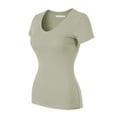 thumbnail image 3 of Made by Olivia Women's Basic Solid Short Sleeve V Neck Jersey Top, 3 of 6