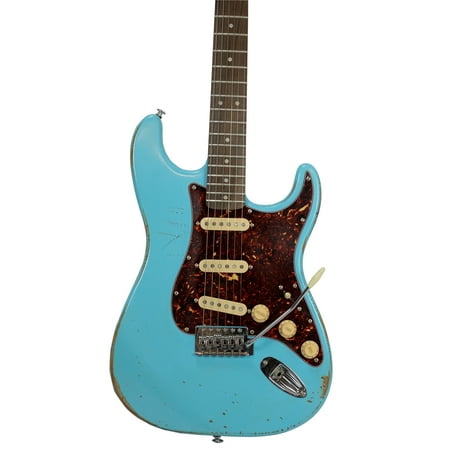 Sawtooth ES Relic Electric Guitar, Aero Blue, Retro Pack