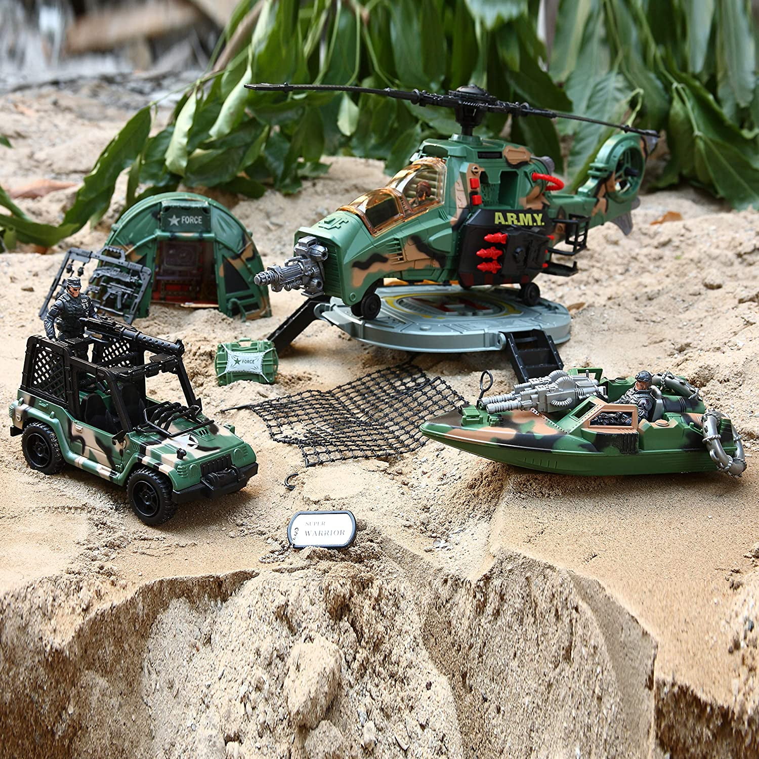 for Combat Toys Imaginative Play Realistic Lights and Sounds JOYIN 10-in-1 Jumbo Military Combat Helicopter Toy Set with Military Vehicle Toys and Military Action Figures