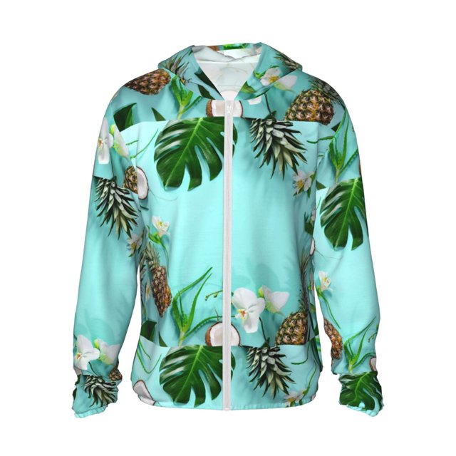 Balery Tropical Pineapple Sudadera ligera de manga larga con capucha y protección solar UPF 50+ para hombre y mujer, ideal para pesca y running-Medium