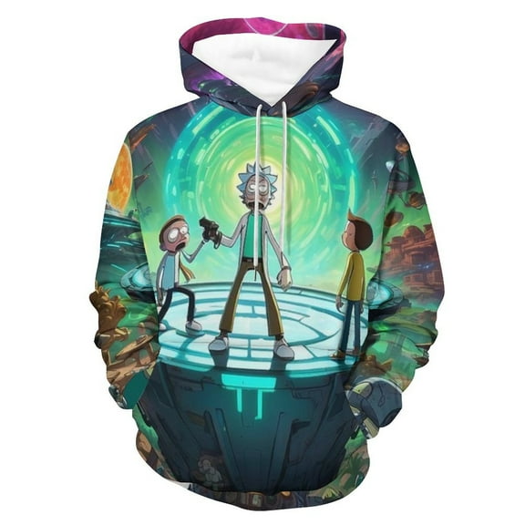 Rick And Morty Unisex Adult Hoodie Casual Hooded Sweatshirt Pullover Novelty 3D Printed Sweater Jacket S