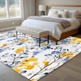 thumbnail image 5 of Vintage Yellow Area&nbsp;Rug 5x7ft Blue Wildflowers Leaves Abstract Botanical Non-Slip&nbsp;Washable Square&nbsp;Rugs Soft Felt Indoor Floor Mat for Bedroom Kitchen Living Room Bathroom, 5 of 9