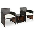 thumbnail image 1 of Patiojoy 3 PCS Patio Rattan Furniture Set Conversation Chair Set with Soft Cushion & Coffee Table White, 1 of 7