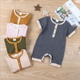 thumbnail image 3 of SNNROO Fashion Solid Color Baby Rompers Summer Baby Boys Clothes Cotton Linen Short Sleeve Infant Rompers Newborn Clothes 3-18 Months, 3 of 5