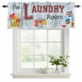 thumbnail image 2 of Laundry Room Valances for Windows, Decorative Rod Pocket Window Valance Curtains, Blue Cartoon Washing Machine Clothes Short Curtain Drapes for Kitchen/Bathroom/Living Room, 2 Panels, 60" W x 18" L, 2 of 8