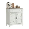 thumbnail image 6 of Farmhouse Kitchen Storage Cabinet, Coffee Bar Station with Drawer & Adjustable Shelf, Modern White Buffet Sideboard with Iron Corner Accents for Living Room, Entryway & Dining Room, 6 of 8