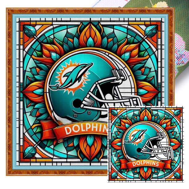 Kit Punto Cruz Con Delfines Hilo Algodón Ecológico Bordado 14CT 40x40cm