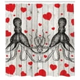thumbnail image 3 of Ambesonne Love Shower Curtain, Octopus Sketch and Hearts, 69"Wx84"L, Vermilion Charcoal Grey, 3 of 3