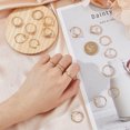 thumbnail image 4 of 1Box 19Pcs 19 Style Alloy Open Cuff Rings Set with Rhinestone Teardrop & Moon & Heart & Flower & Arrow Light Gold Inner Diameter: 15.5~17.8mm 1Pc/style, 4 of 7