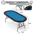 thumbnail image 2 of Towallmark 82 Inch 8 Player Poker Table, Oval Texas Holdem Table With Collapsible Legs, Padded Rails & Cup Holders, Portable Casino Style Game Table, Blue, 2 of 8