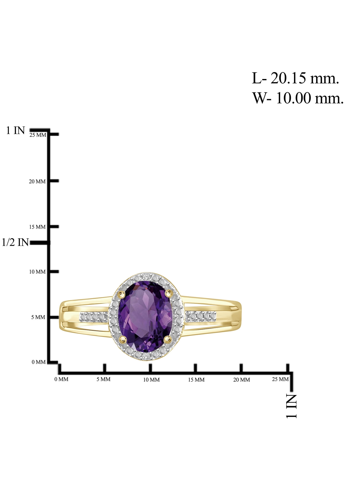 1.35 Carat Amethyst Gemstone and Accent White Diamond Ring