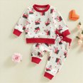 thumbnail image 2 of TOWED22 Toddler Newborn Boy Clothes 2 Piece Long Sleeve Print Cotton Pullover Top Elastic Waist Pants Fall Winter Outfits Set(White,18-24 M), 2 of 7