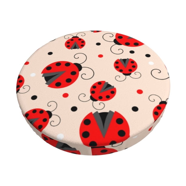 Balery Red Ladybug Fundas de asiento para taburete de bar redondo de tela de terciopelo ajustables que protegen de arañazos y manchas para sillas de 14 a 17 pulgadas.-12 inch
