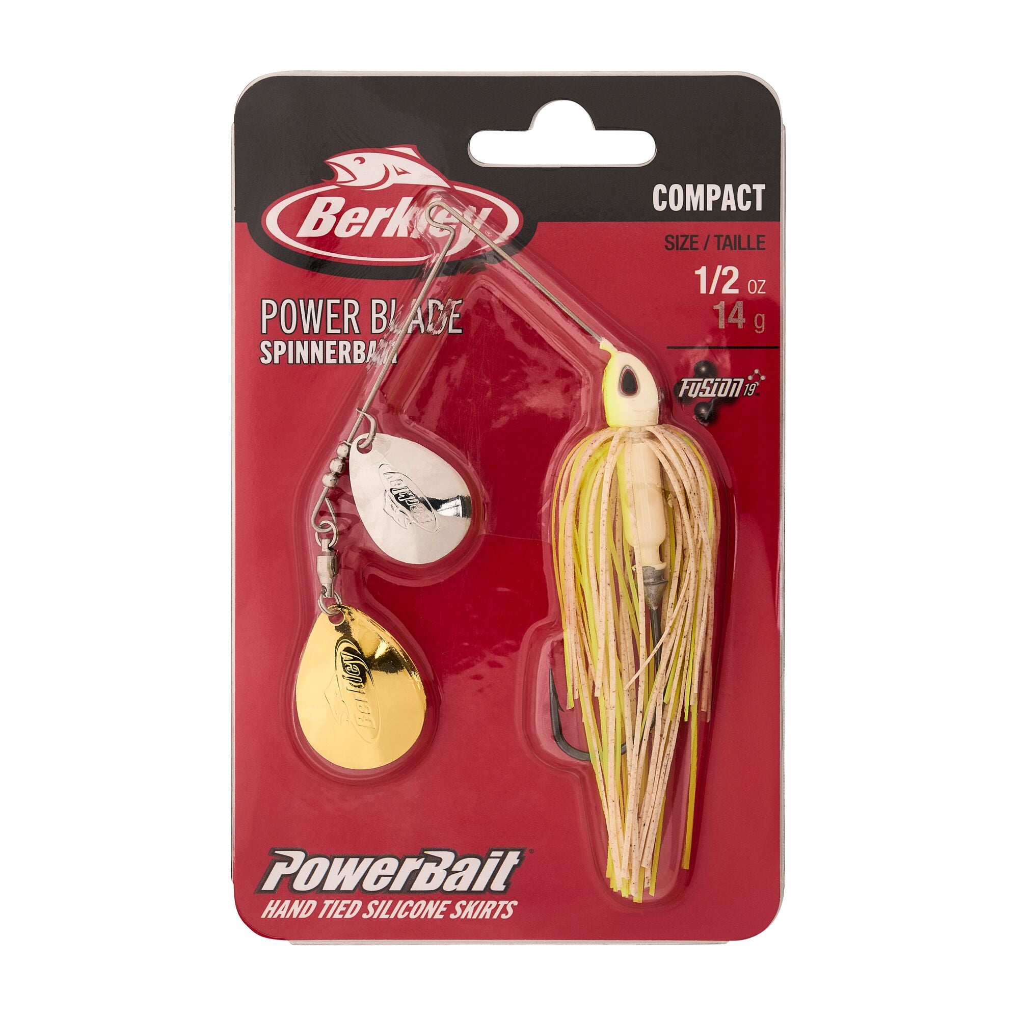 Berkley Power® Blade Compact, Spinnerbaits, White Chartreuse/Silver + Gold (1-count)