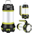 thumbnail image 1 of Linterna de camping, luz LED recargable por USB, regulable, resistente al agua IP65, multifuncional, con batería externa portátil con imán (verde), 1 of 5