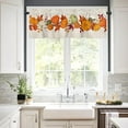 thumbnail image 3 of Autumn Kitchen Window Valance and Tier Set Fall Pumpkin Vine with Leaf 3 Piece Rod Pocket Valances Short Curtain, Retro Linen Texture Small Windows Treatment Tiers Curtains for Bedroom/Cafe/Bathroom, 3 of 5