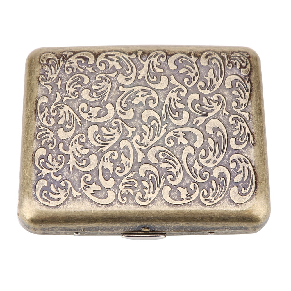 Keenso Retro Bronze Metal Cigarette Box Case Double Sided Pocket Holder