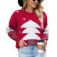 thumbnail image 1 of Suéter de Navidad para mujer, cuello redondo, suave, de moda, suéter con patrón de Navidad para mujer, rojo, M, 1 of 6
